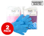 2 x Bath Worx Exfoliating Gloves 1-Pair - Randomly Selected