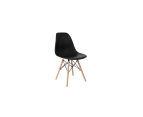 6 PCS Retro Replica Eiffel Dining Chairs DSW Cafe Kitchen Beech Wooden-Black