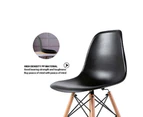 6 PCS Retro Replica Eiffel Dining Chairs DSW Cafe Kitchen Beech Wooden-Black