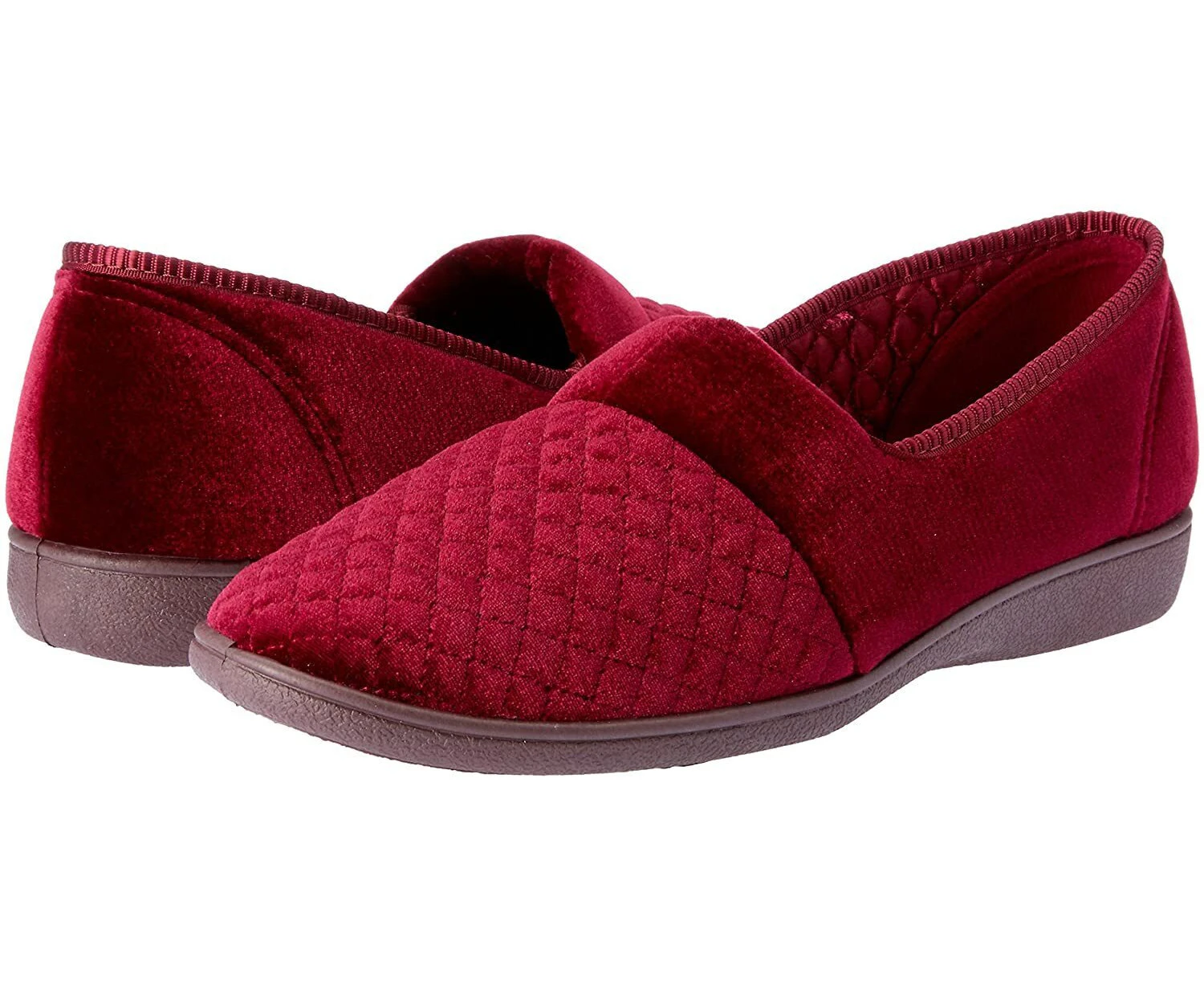 Grosby Marcy 2 Women's Slippers Slip On Indoor Outdoor Quilted Moccasins Shoes - Wine