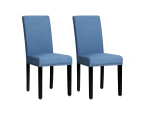 Giantex 2x Wood Dining Chairs Upholstered Linen Fabric Side Chairs w/High Backrest Dining Kitchen Living Room, Blue