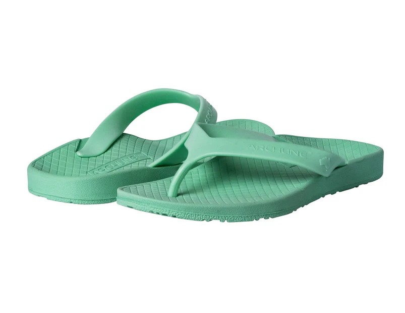 ARCHLINE Orthotic Thongs Arch Support Shoes Medical Footwear Flip Flops - Dew Green