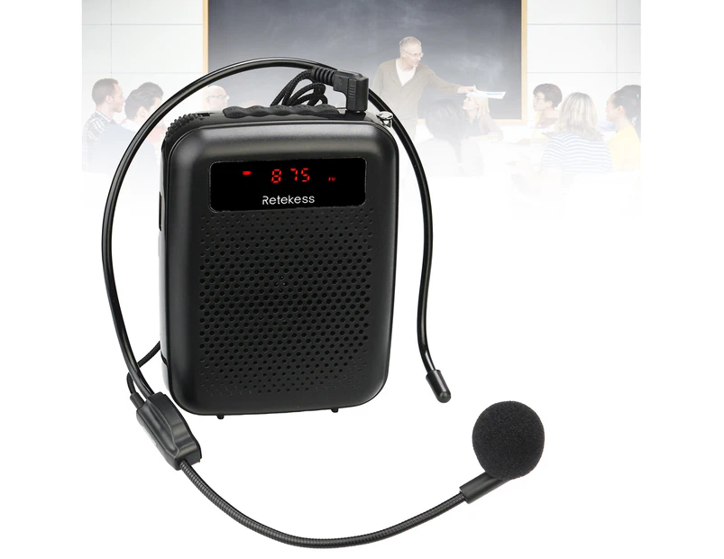 Retekess PR16R Voice Amplifier Multifunctional Digital Display ABS Portable Mini 12W Microphone Megaphone Speaker for Teacher