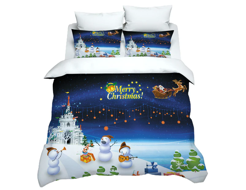 3pcs Bedding Set Double Queen King Size Quilt Cover Pillowcases Set Xmas Trees Elk Duvet Cover Printed -Style 5