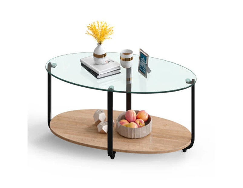 Oval Glass Top Coffee Table