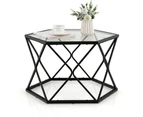 Coffee Table w/ Geometric Glass Top