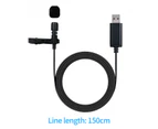 Lavalier Microphone Sensitive Stereo Omni-Directional Portable USB PC Computer Recording Microphone for Outdoor