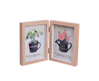4x6 Inch Fashion Simple Wooden Picture Frame Double Photo Frame (Yellow Wood Color)