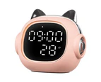 Bluetooth-compatible Speaker LED Digital Display Timing Night Light Portable Cute Cartoon Cat Wireless Loudspeaker Alarm Clock for Home