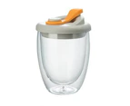 250Ml/350Ml/450Ml Egg Shaped Double Walled Glass Mugs Thermal Coffee Mug Transparent Milk Cup Water Bottle With Lid - Orange