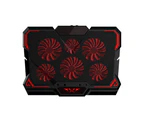 Gaming Laptop Cooler Adjustable 2 USB Port 6 Fans Notebook Cooling Pad Stand - Red