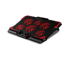 Gaming Laptop Cooler Adjustable 2 USB Port 6 Fans Notebook Cooling Pad Stand - Red
