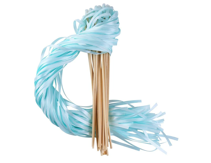 (20, Pastel Cyan) - REINDEAR Wedding Party Ribbons Wand Sticks Streamers (20, Pastel Cyan)
