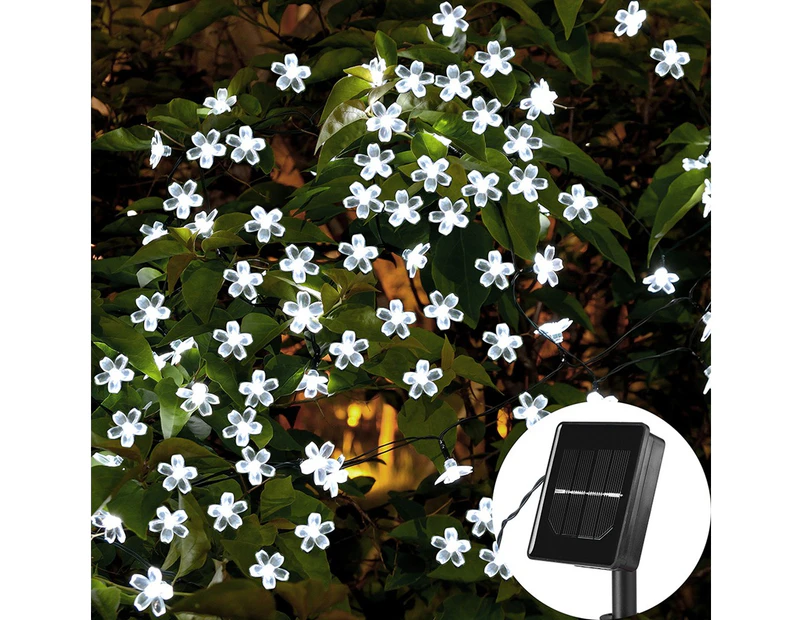 100 LED Solar Fairy Cherry Blossoms String Lights Outdoor Garden Party Decor