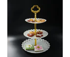 With Handle 3-tier, Plastic 3, Cake Stand, Serving Stand, Fruit, Cupcake Dessert Stand, Party Wedding Decoration Cake Stand(White)