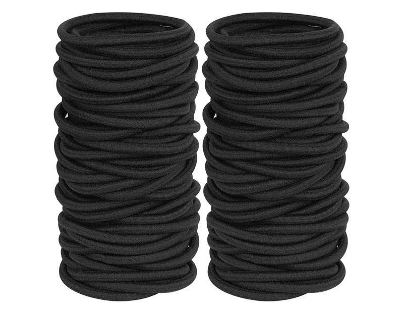 120 Pieces Black Hair Ties For Thick Curly Hair Ponytail Holder Hair Elastic  Band For Women Or Men (4Mm) 