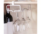 Under Cabinet Wine Glass Rack No Drilling Stemware Hanger Wine Glass Holder Goblet Hanging Storage Rack for Bar Kitchen White