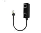 RJ45 Connector Adapter Easy to Use 1 Male to 2 or 3 Female ABS Networking Extension Splitter Cable for Computer - Black