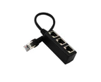 RJ45 Connector Adapter Easy to Use 1 Male to 2 or 3 Female ABS Networking Extension Splitter Cable for Computer - Black