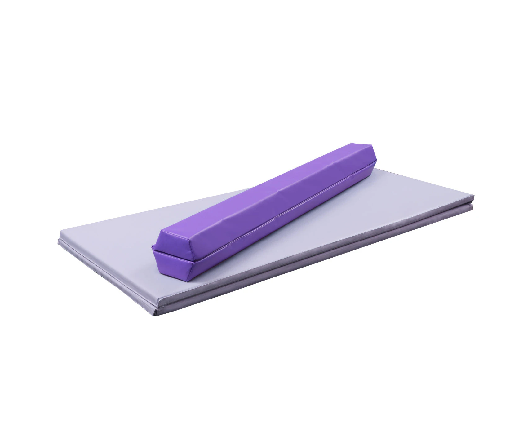 3 Piece Gymnastics Starter Combo - Foldable 240cm Balance Beam and 2 x Cartwheel Mats - Purple