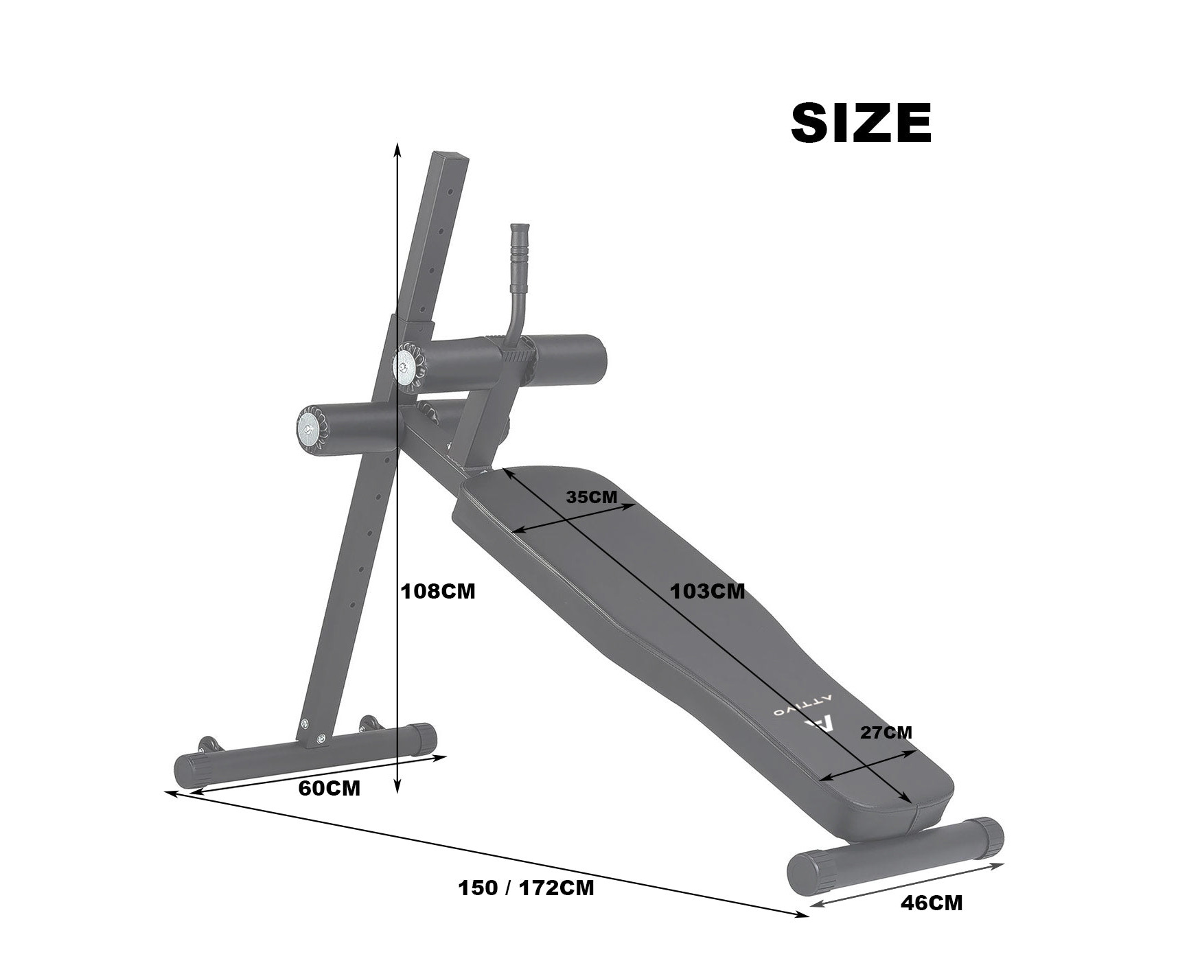 ATTIVO Sit Up Bench For Core Workouts and Decline Bench Press. Adjustable Weight  Bench