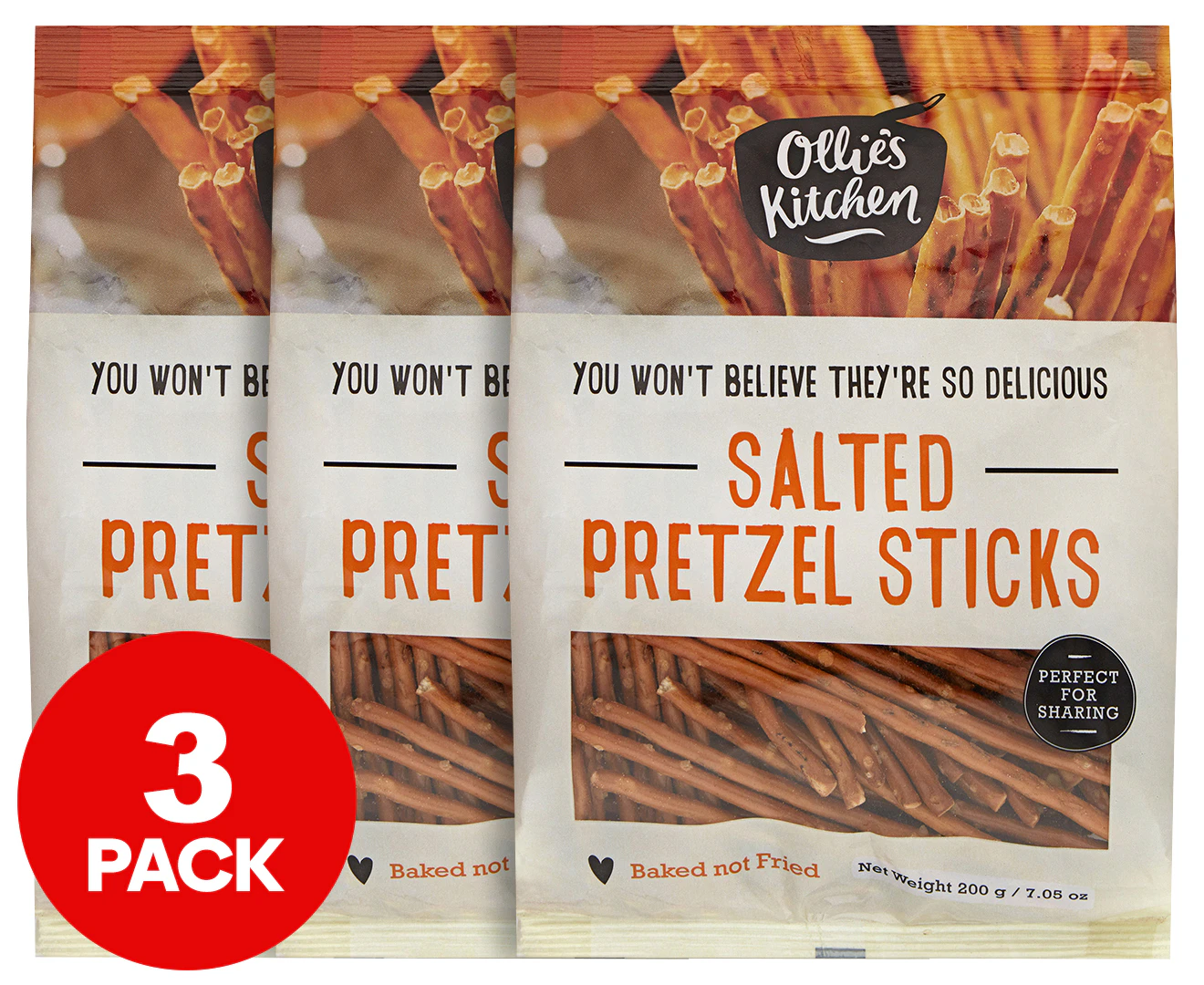 3 x Wize Pantry Salted Pretzels Sticks 200g