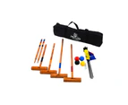Outdoor Family Hardwood Croquet Ball Mallet Game 4 Player Set