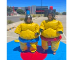 Two Kids Sumo Suits With Helmets Gloves And Mat