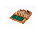 Portable Carved Wooden Sheesham Chess And Checkers Board Set