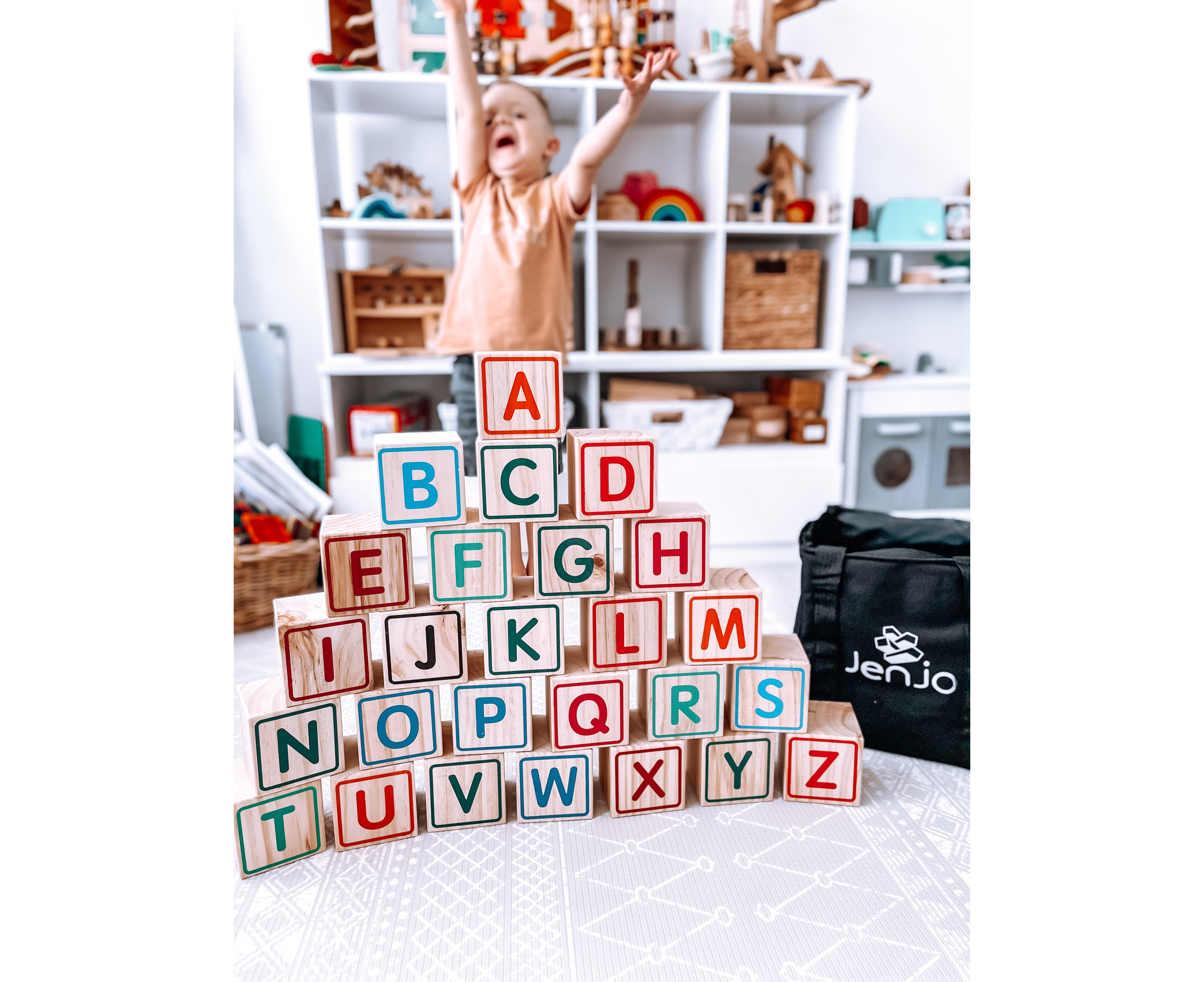 ABC Blocks 9cm, Kids Wooden Building Blocks