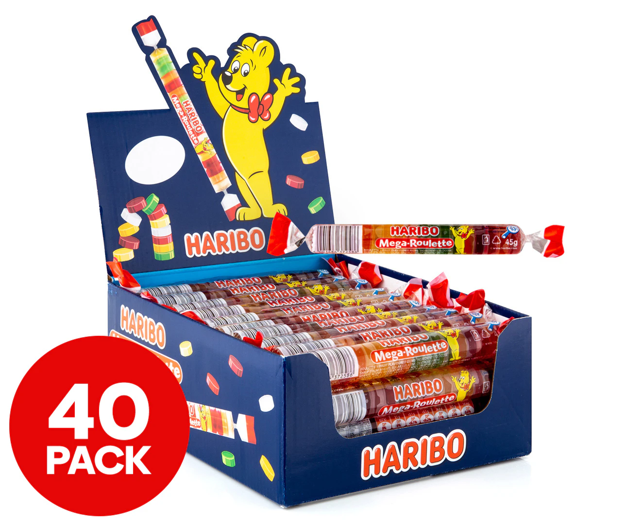 40 x Haribo Mega Roulette Fruit Flavoured Gums 45g