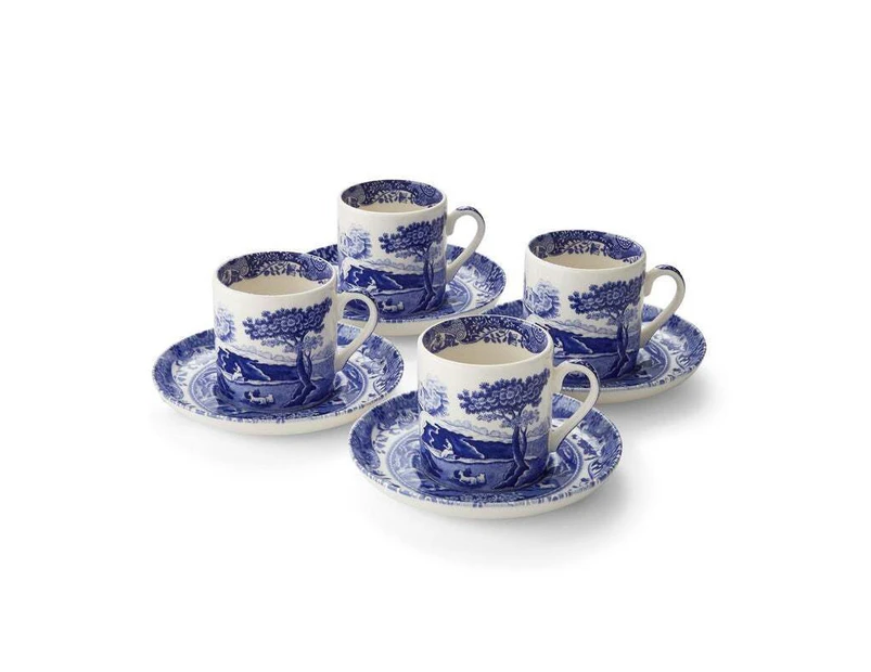 Spode Blue Italian - Espresso Cup and Saucer (Set of 4) - N/A
