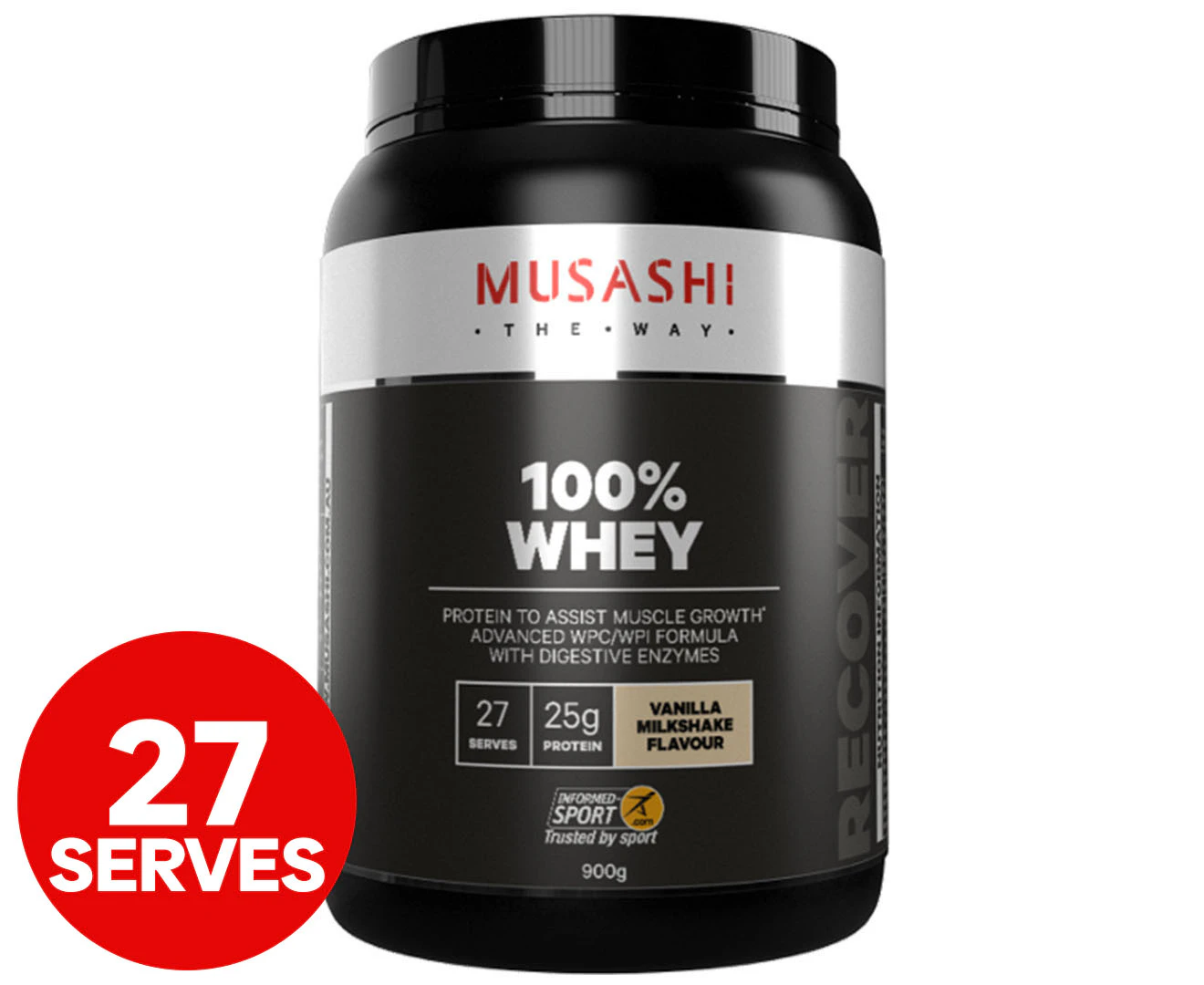 Musashi 100% Whey Protein Powder Vanilla Milkshake 900g