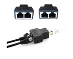 1 to 2 Ways LAN Ethernet Network Cable RJ45 Female Splitter Connector Adapter