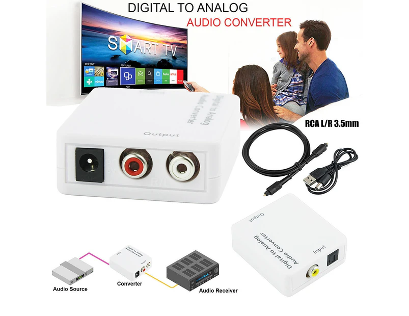 Portable Optical Coaxial Toslink Digital to Analog Audio Converter L/R Output