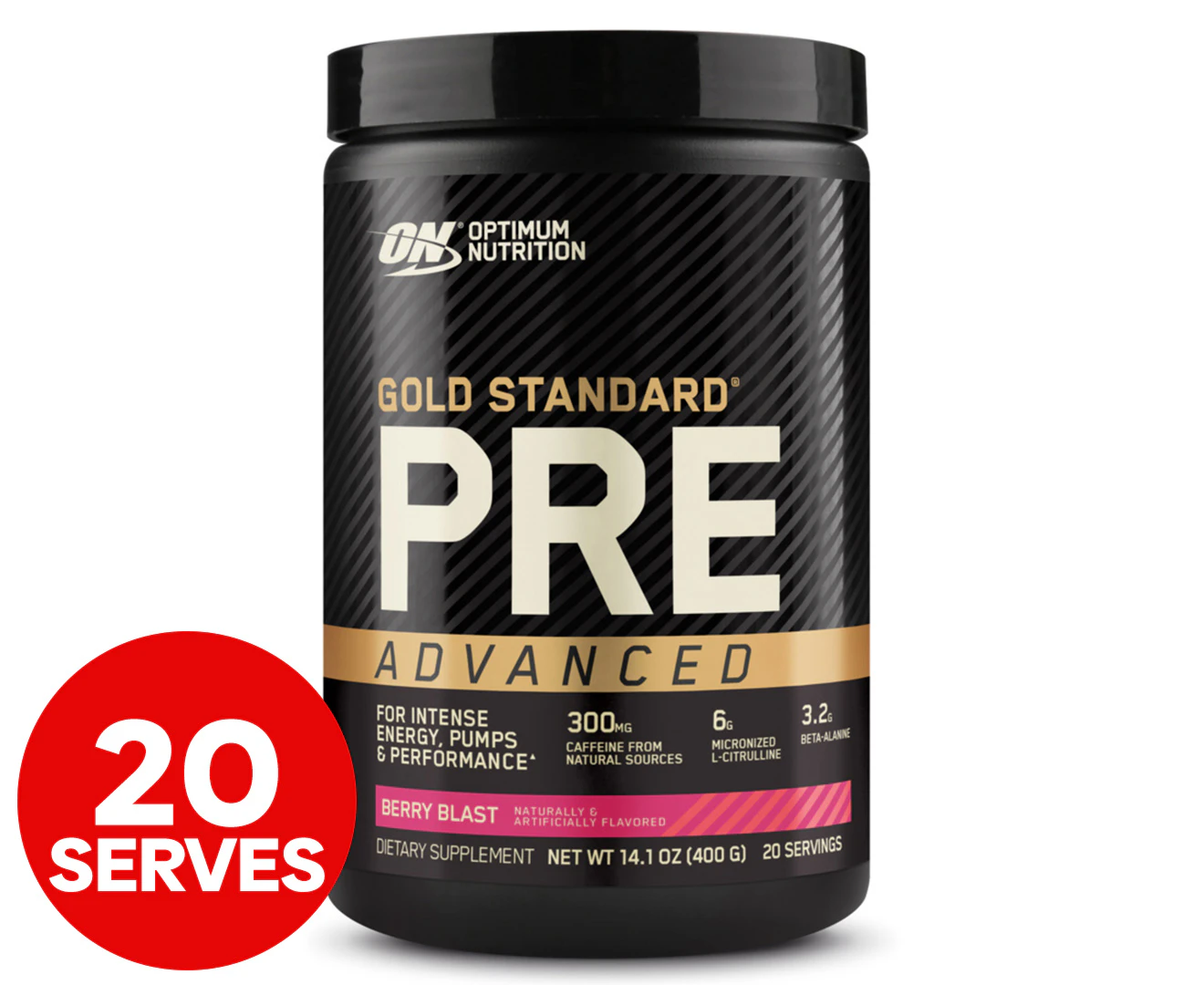 Optimum Nutrition Gold Standard Pre Advanced Berry Blast 400g / 20 Serves