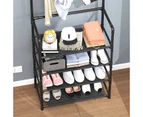 Coat Rack Stand, Coat Tree, Hallway Shoe Rack and Bench with Shelves, Hall Tree with Hooks