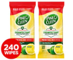 2 x 120pk Pine O Cleen Disinfectant Wipes Lemon Lime Burst