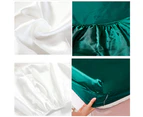 Satin Silk Fitted Sheet Mattress Protector Cover Pad 90x200cm,Three-Piece Suit Elastic Band Bed Sheets - Amber Green Bedsheet