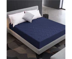 Mattress Protector Pad Bed Cover Waterproof Quilted Embossed Mattress Topper - Navy blue Conch shell