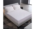 Mattress Protector Pad Bed Cover Waterproof Quilted Embossed Mattress Topper - White Hemp flower