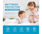 Mattress Protector Pad Bed Cover Waterproof Quilted Embossed Mattress Topper - Navy blue Hemp flower