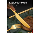 16/24 Set Kitchen Gold Cutlery Set Fork Knife Spoon