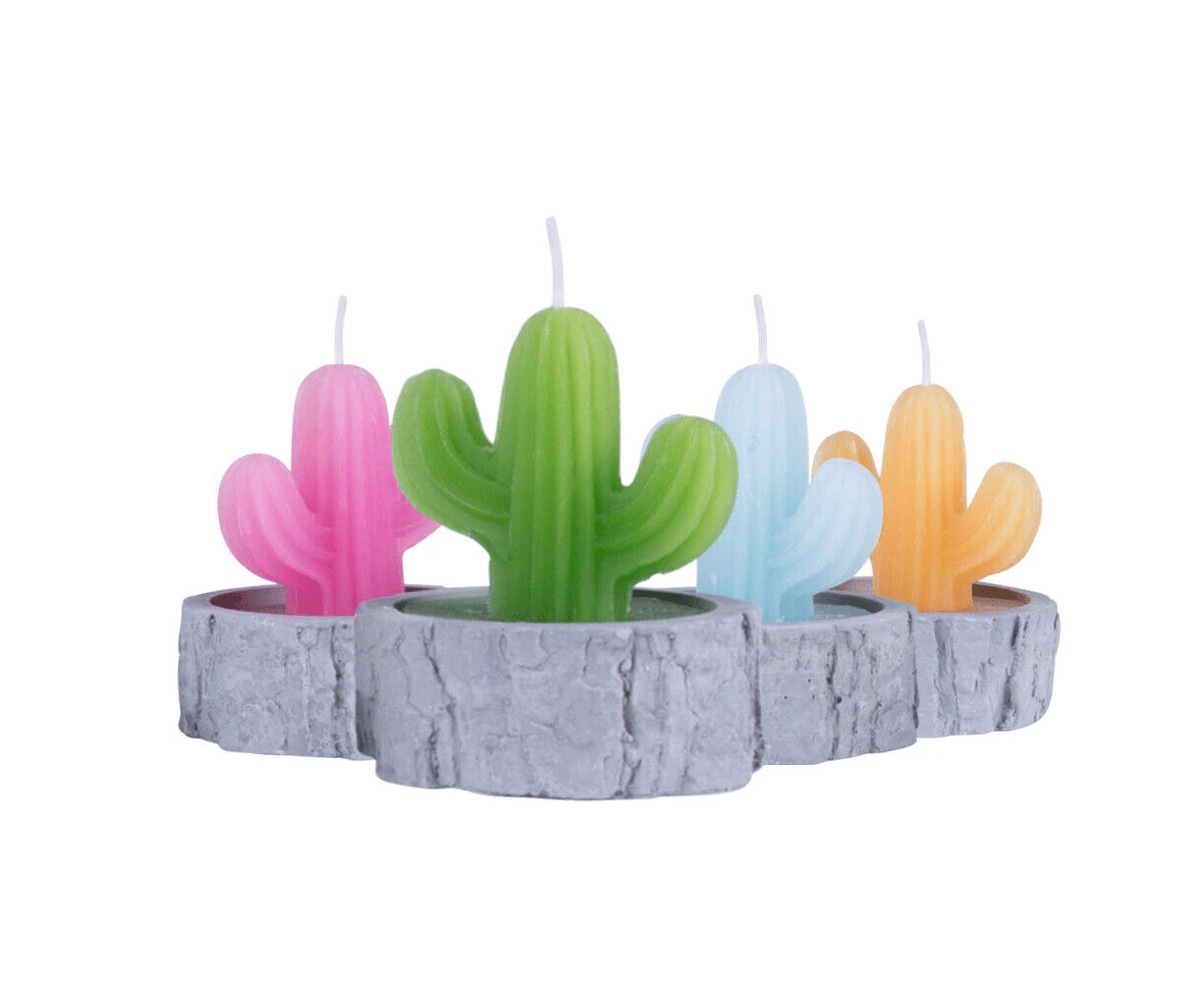 4Pcs/set Simulation Plant Cactus Candle Tea Light Home Decor Table Tealight Mini