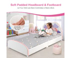 Giantex Kids Bed Frame Base Wood Upholstered Platform Bed Cloud Pattern Toddler Twin Size Bed