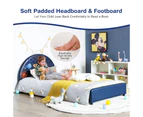 Giantex Kids Bed Frame Base Wood Upholstered Platform Bed Planet Pattern Toddler Twin Size Bed