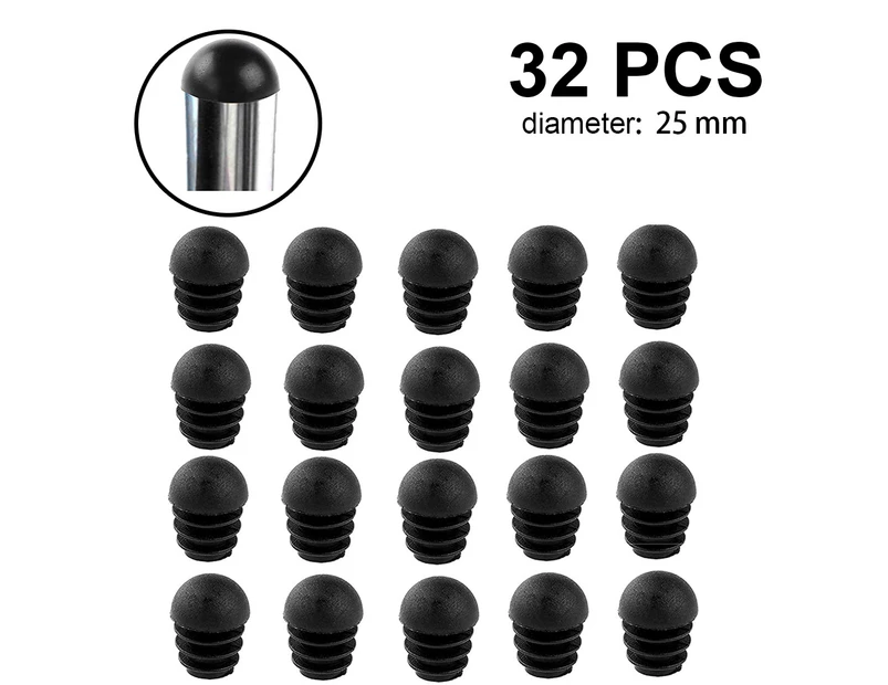 32 Pieces 25mm Pipe Plugs, Round End Cap, Pipe, Lamellar Plugs With Spherical Head, Pipe Cover Made Of Plastic