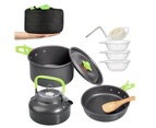 10Pcs Portable Camping Cookware Set for Outdoor Camping Hiking Picnic Green