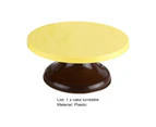 Revolving Cake Stand Stable Base Flexible Low Noise Non-slip DIY Baking 10.6-inch Rotating Cake Turntable Cupcake Decorating Supplies for Home-Yellow