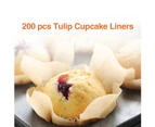 Colorfulstore 200Pcs Baking Cupcake Cake Liner Wrappers Paper Flame Cup Muffin Dessert Holder-Coffee